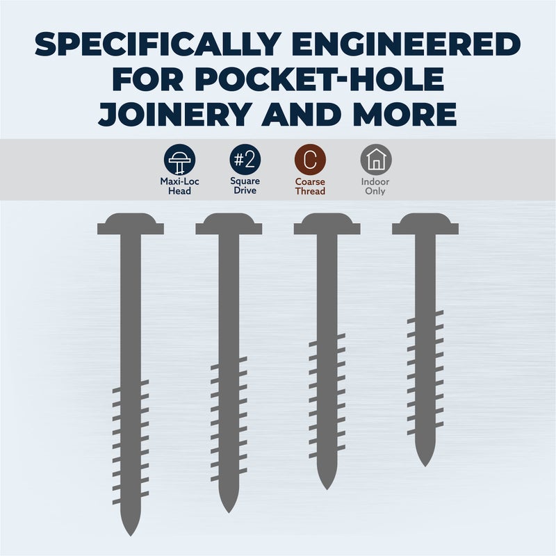 Kreg SML-C125-1200 Zinc Pocket Screw - 1 1/4 Inch #8 Coarse Thread - Maxi-Loc Head - 1200 Count - Image 3